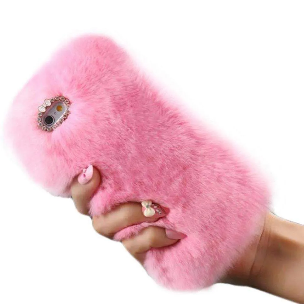Luxury Rabbit Furry Plush Case Cover with Diamond Crystal - Make Your Phone More Stylish