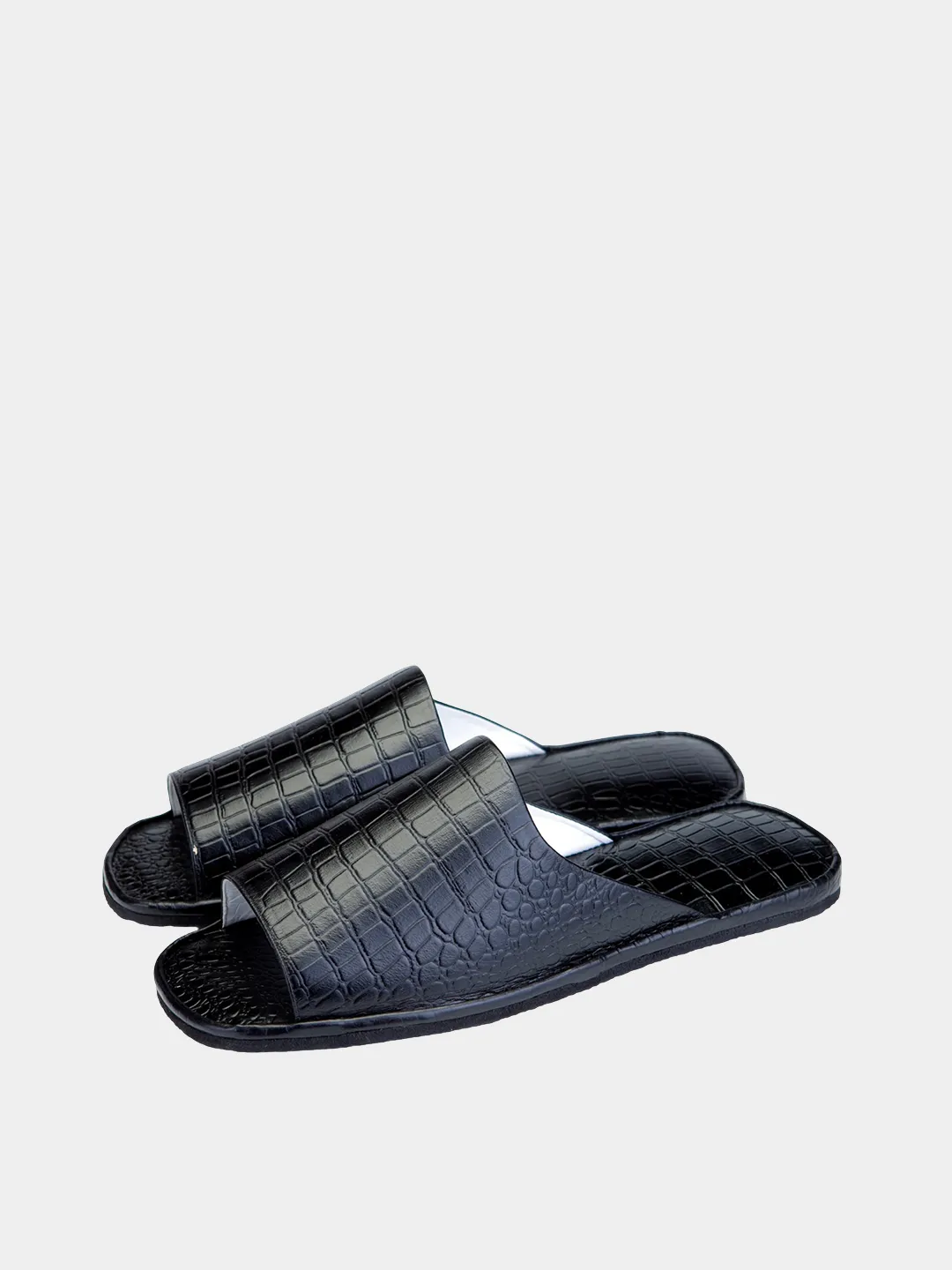 Men's slippers "Crocodile" Model 1210 Embossed Cowhide leather
