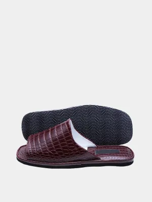 Men's slippers "Crocodile" Model 1210 Embossed Cowhide leather
