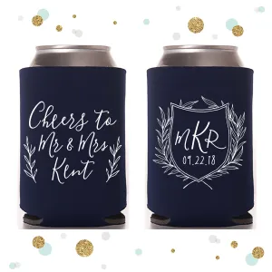 Monogram Crest  - Wedding Can Cooler #96R