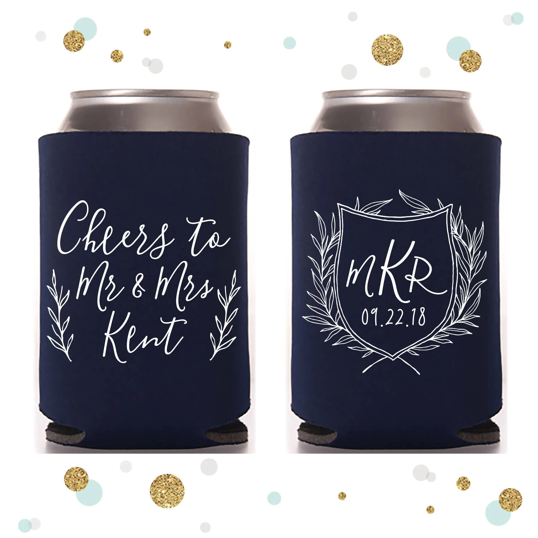 Monogram Crest  - Wedding Can Cooler #96R