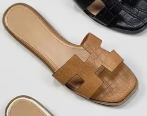 **MORE COLORS** Croc-Embossed H Sandals