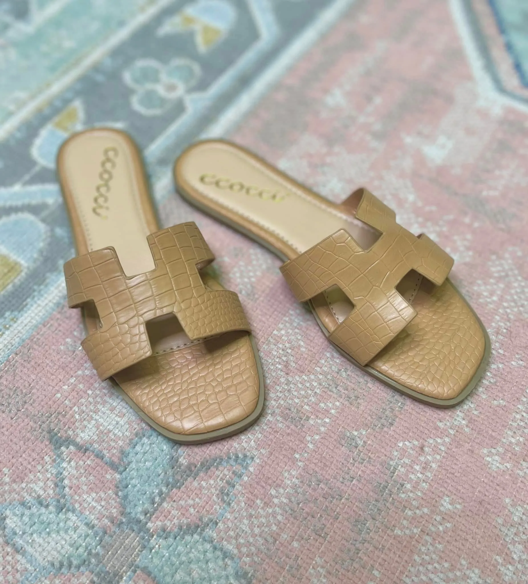 **MORE COLORS** Croc-Embossed H Sandals