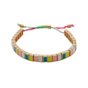 Multicolor Enamel Rainbow Woven Bracelet