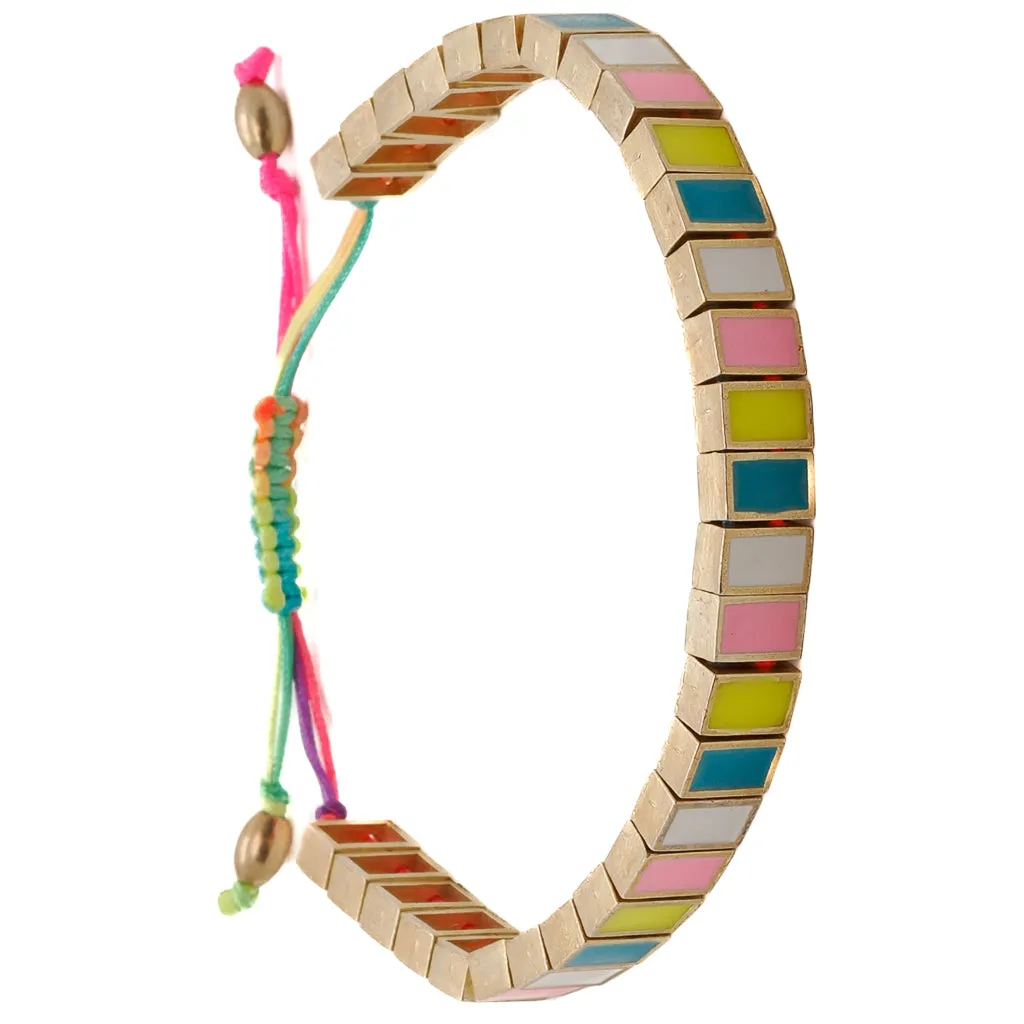 Multicolor Enamel Rainbow Woven Bracelet