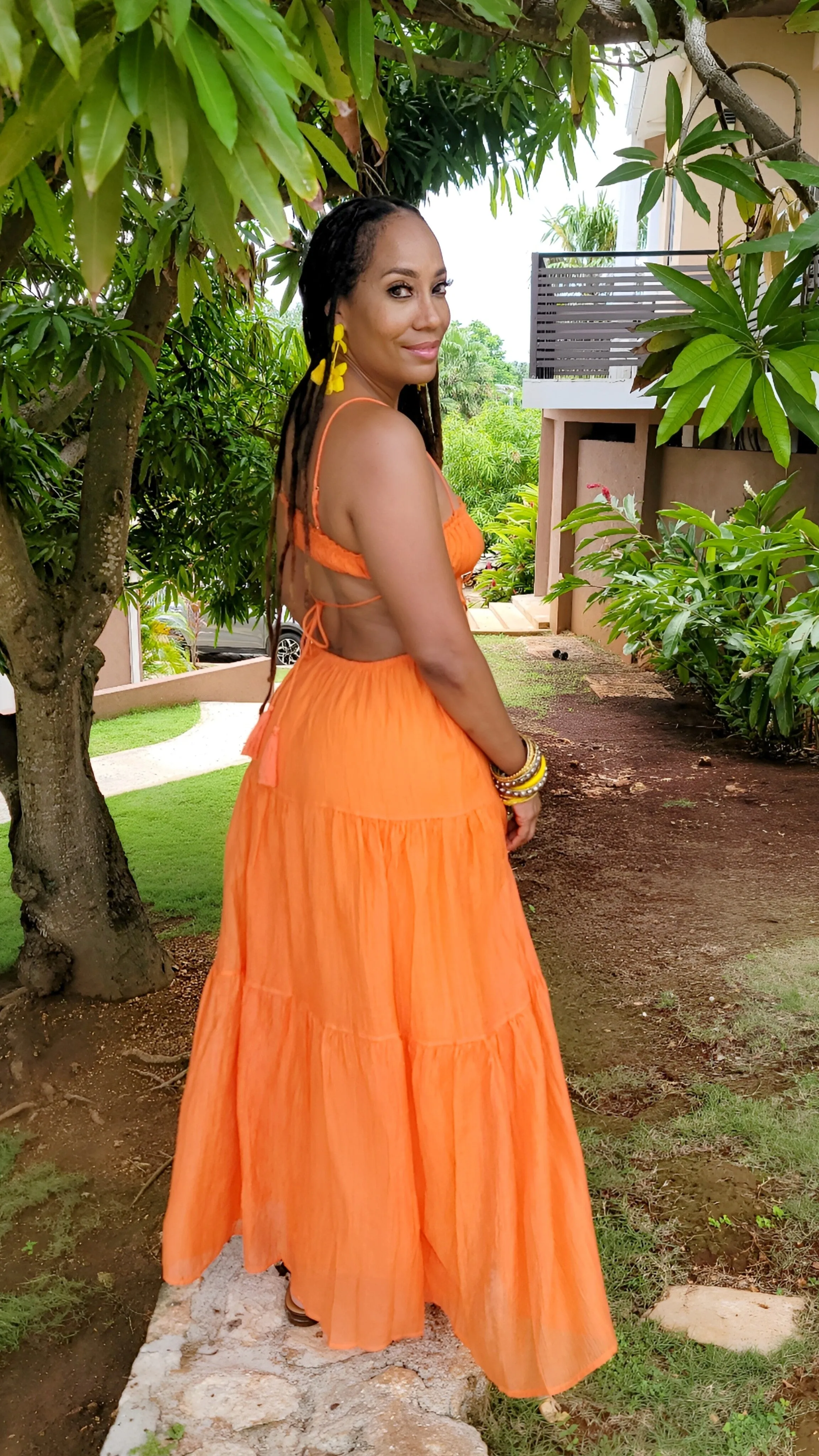 Muy Bonita Backless Maxi Dress | Orange