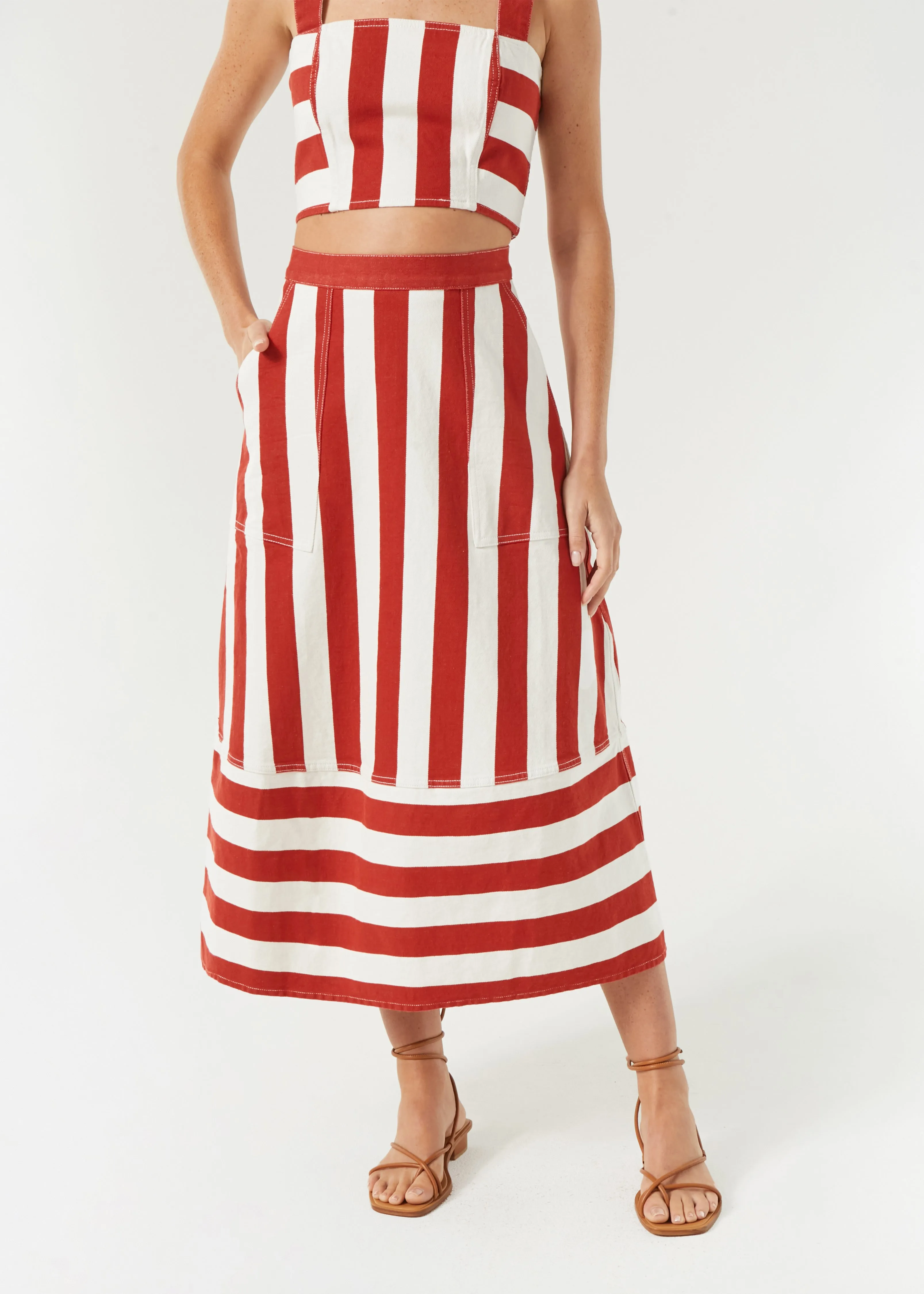 Nadine Skirt | Brick Cabana Stripe