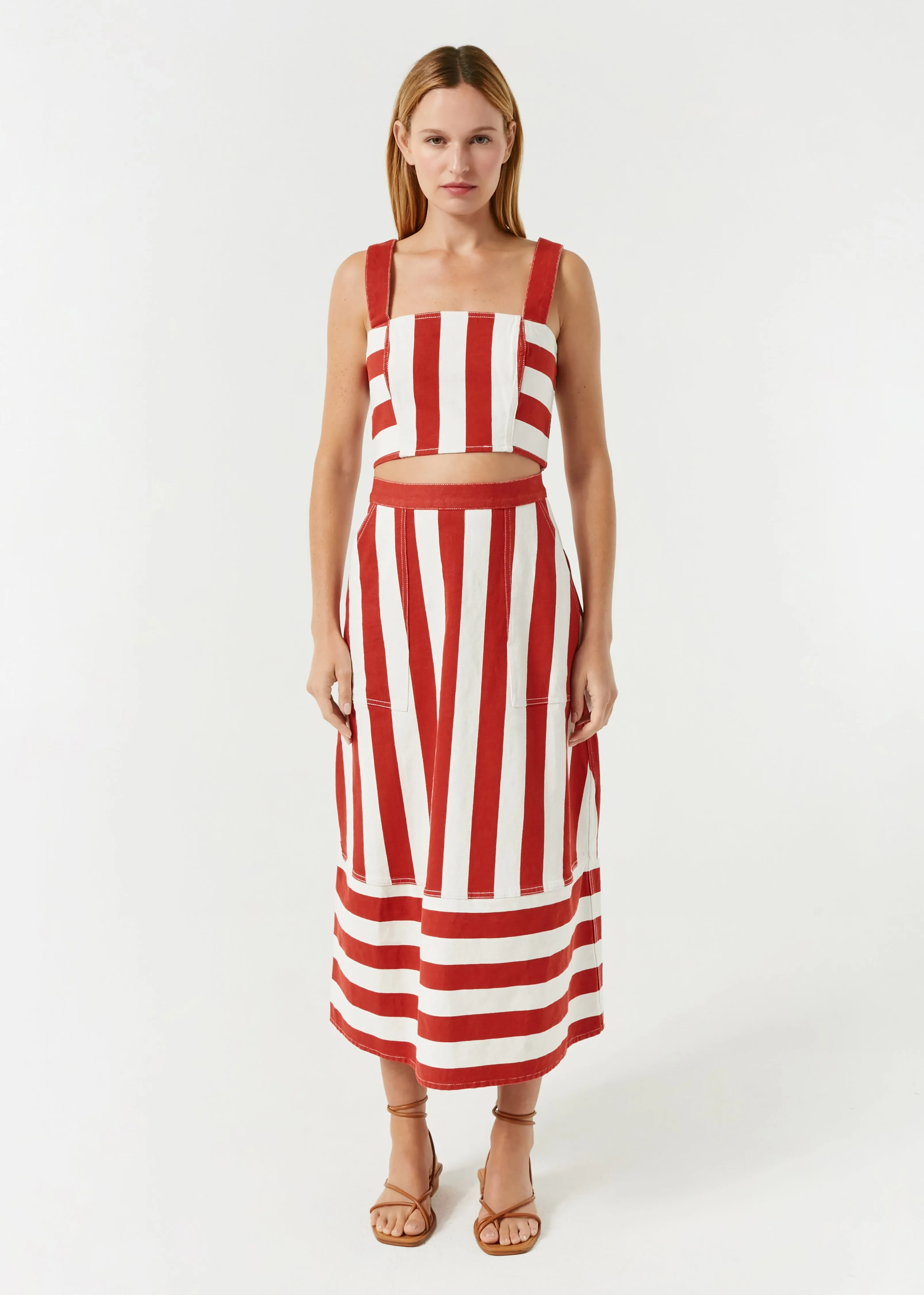 Nadine Skirt | Brick Cabana Stripe