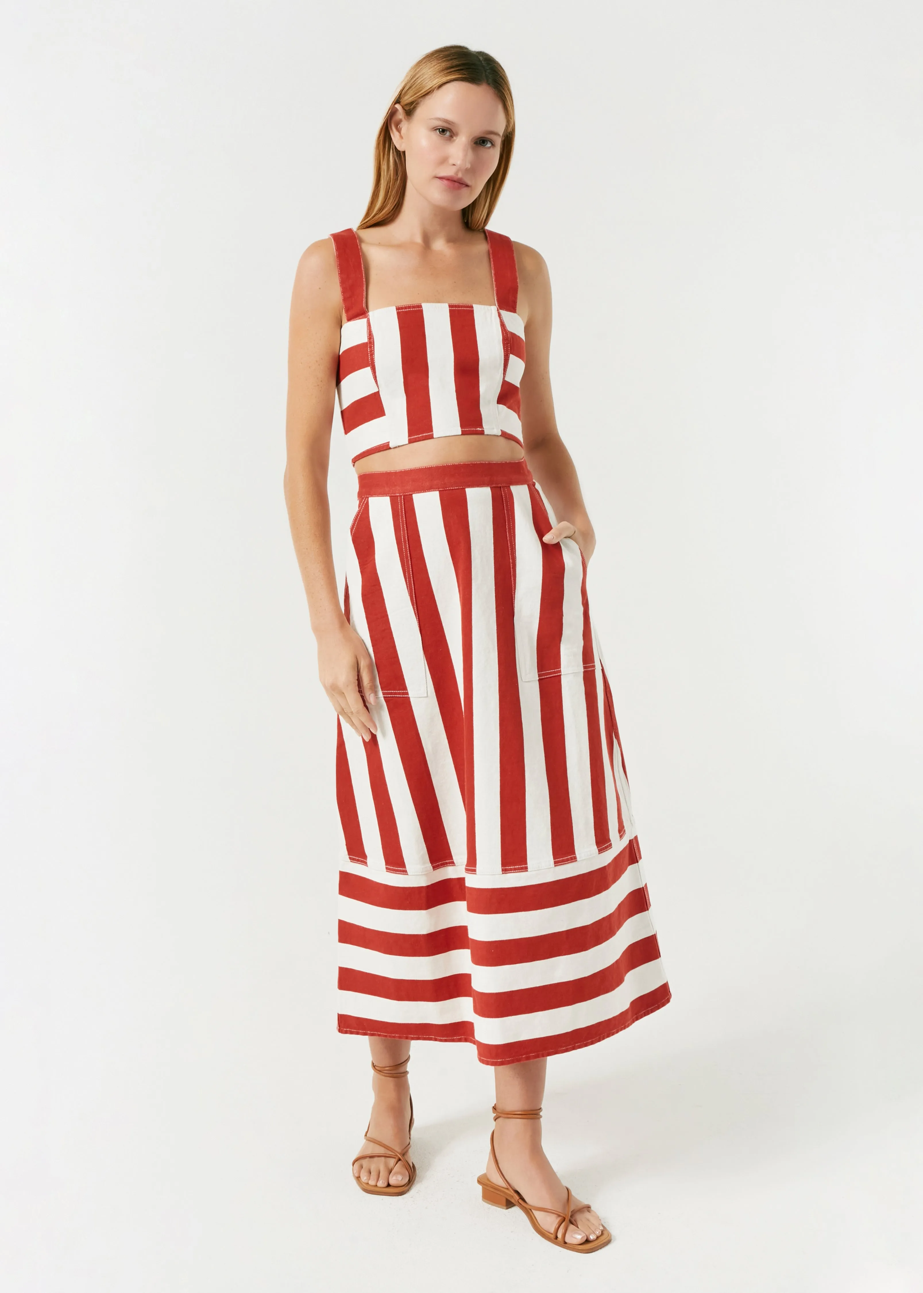 Nadine Skirt | Brick Cabana Stripe