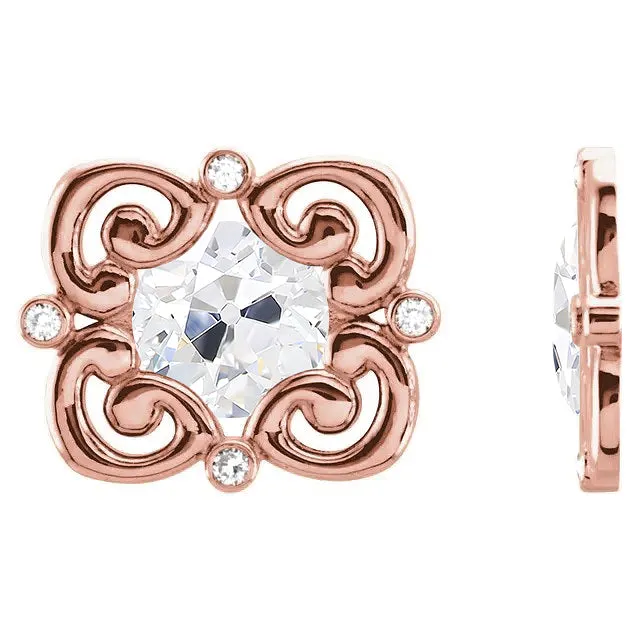 Natural Diamond Stylish Studs 3.25 Ct Old Miner Rose Gold Earrings