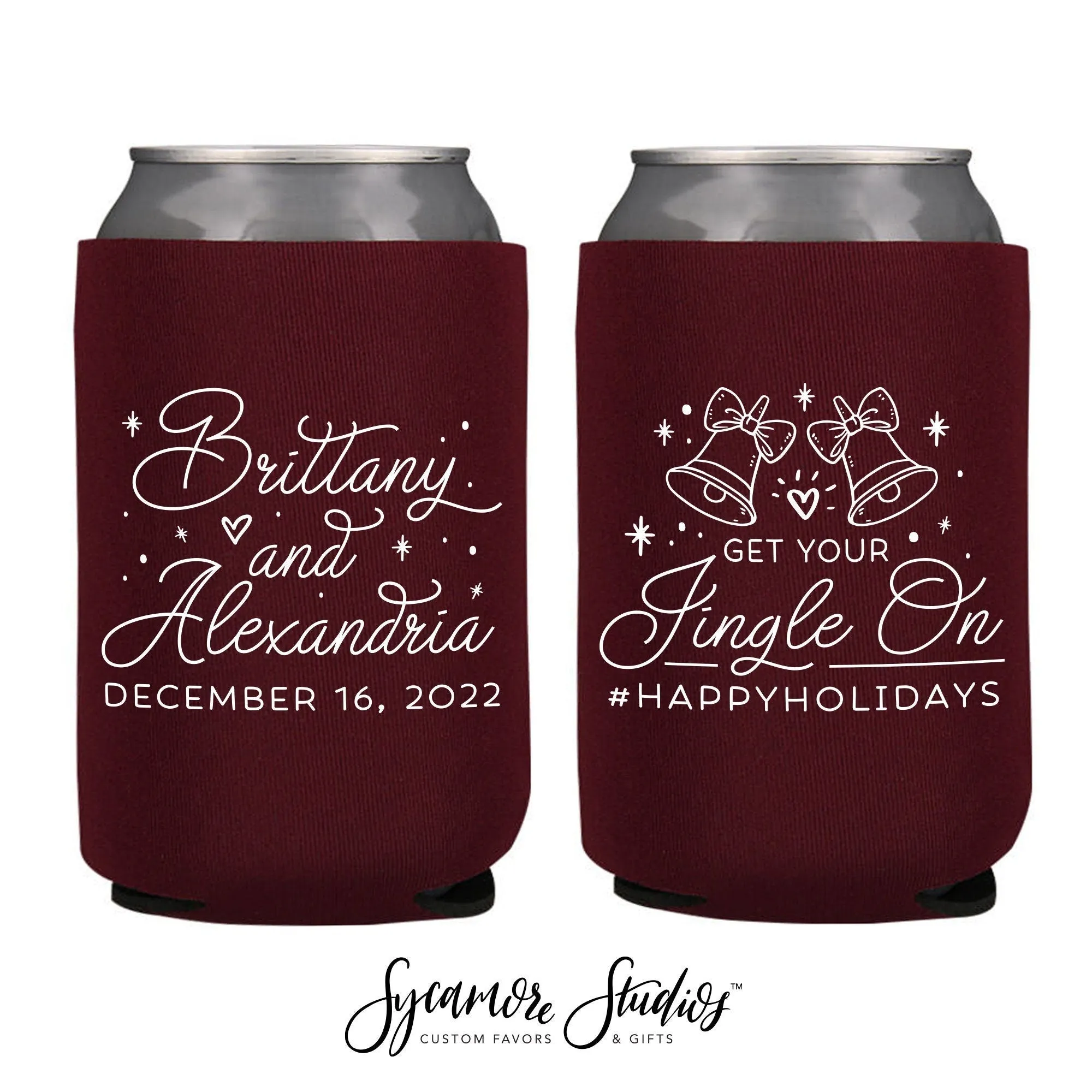 Neoprene Wedding Can Cooler #196N - Get Your Jingle On
