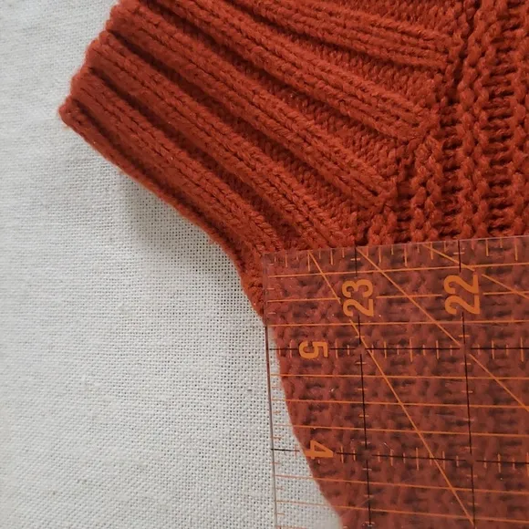 Nordstrom Topshop Sweater Women's Small Pumpkin Orange Rib Cable Knit Mock Tunic