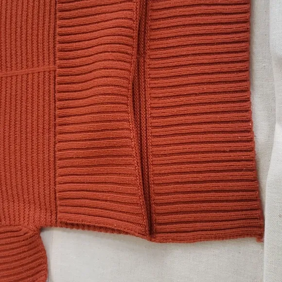 Nordstrom Topshop Sweater Women's Small Pumpkin Orange Rib Cable Knit Mock Tunic
