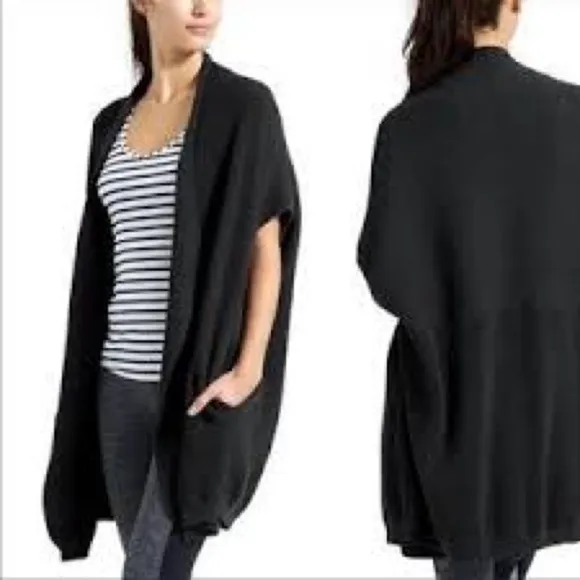 NWT Athleta Restful Cocoon Wrap size small ribbed grey open sweater oversized