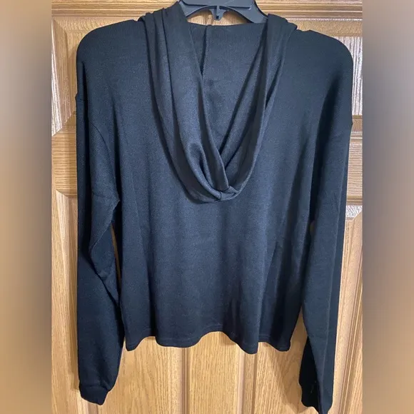 NWT Bebe black lounge set with rhinestone logo. Hoodie and jogger, Sz. Small.