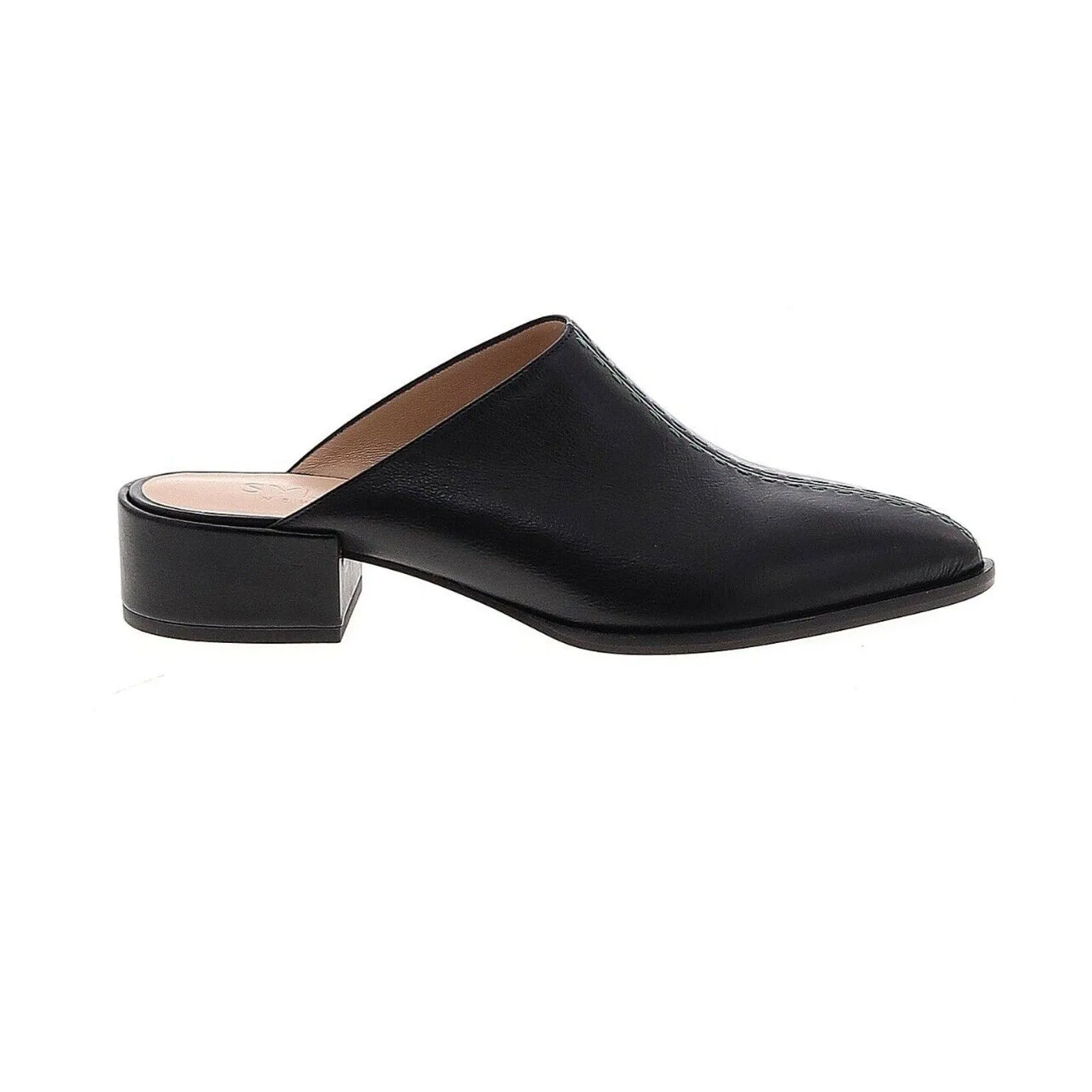 NWT Sylven Women's New York Black Cass Mule with Blue Stitching, Vegan Leather, Size 40