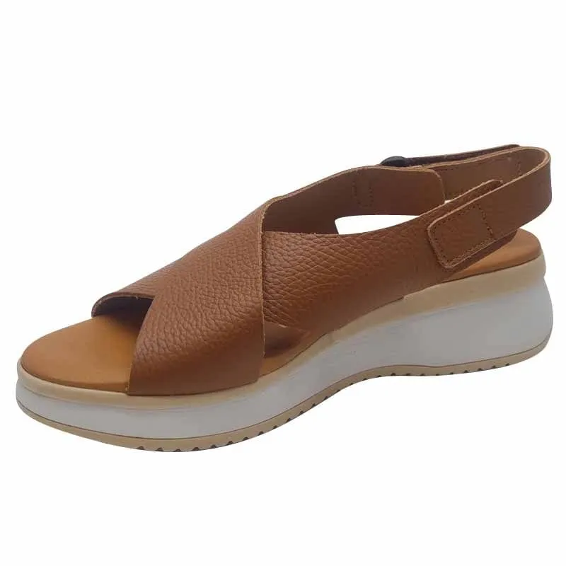 Oh My Sandals Womens Tan Leather Sandal - 5661