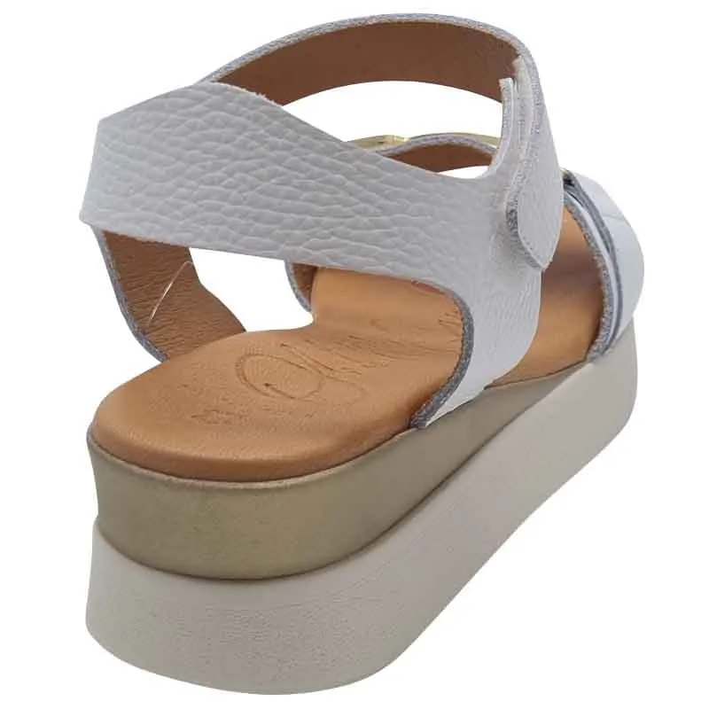 Oh My Sandals Womens White Leather Sandal - 5672