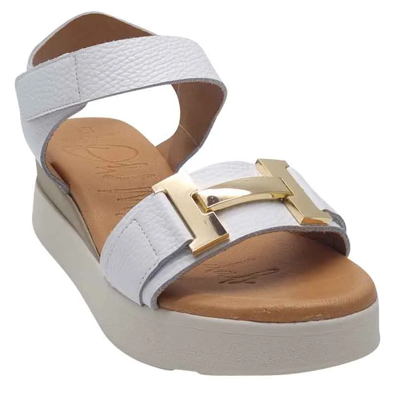 Oh My Sandals Womens White Leather Sandal - 5672