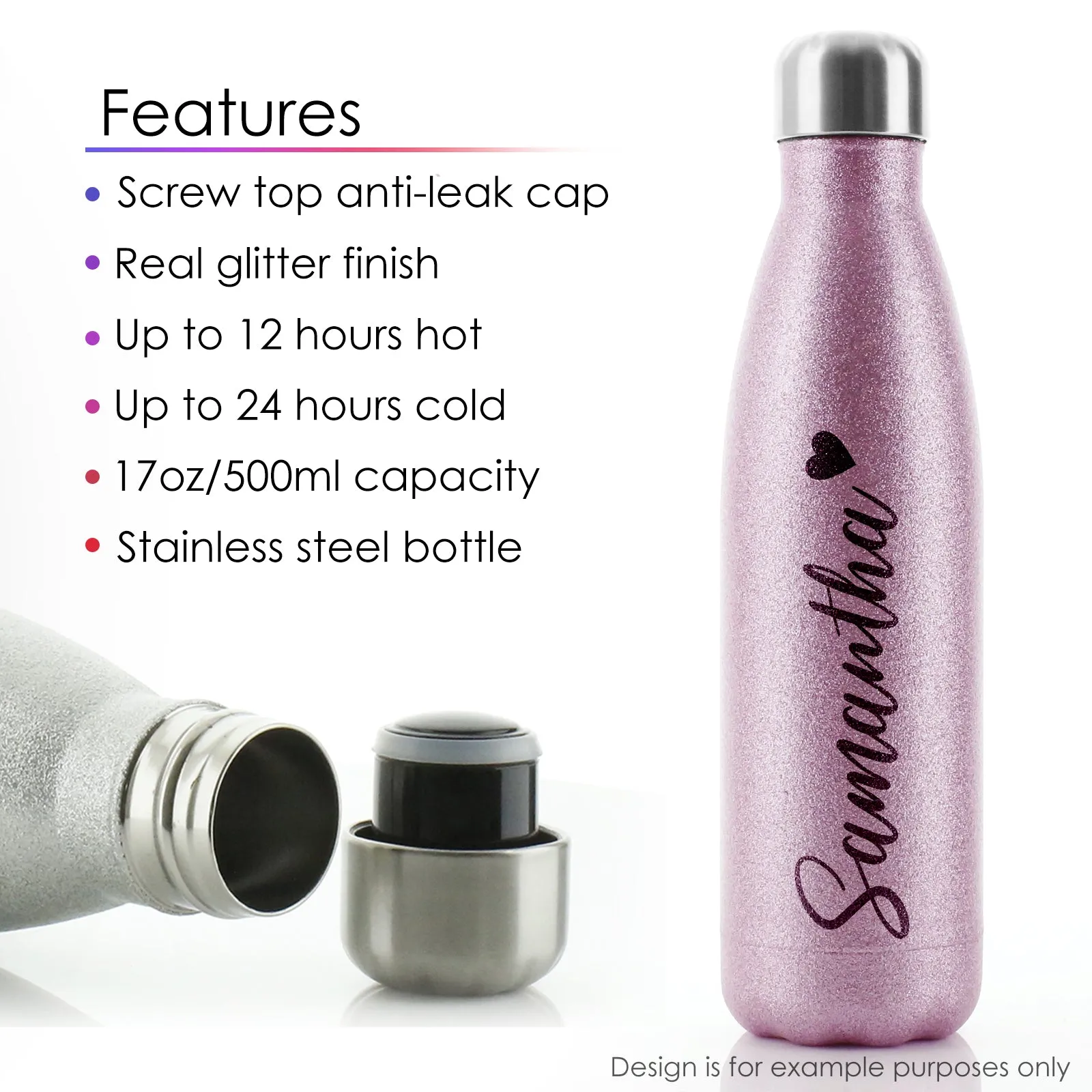 Personalised Cola Bottle with Stylish Text and Floral MUM