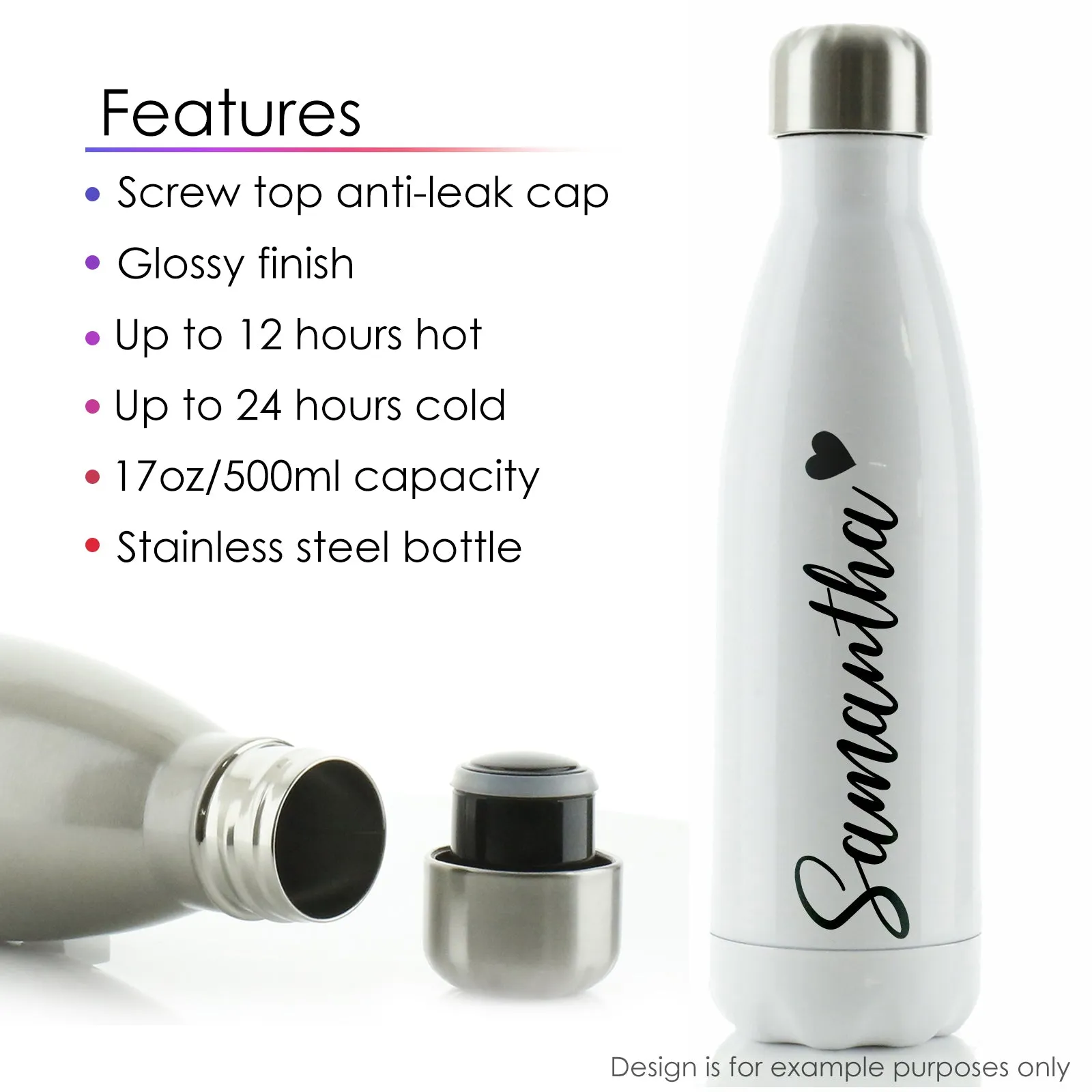 Personalised Cola Bottle with Stylish Text and Floral MUM
