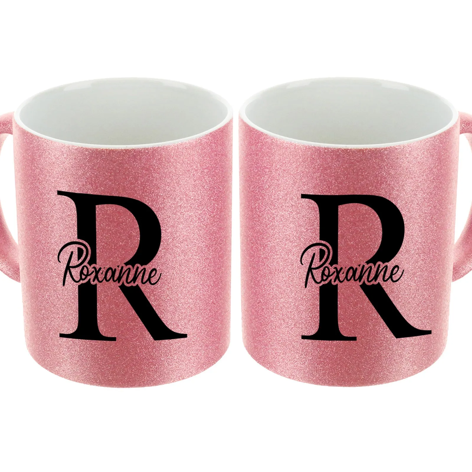 Personalised Glitter Mug with Stylish Text on Block Initial