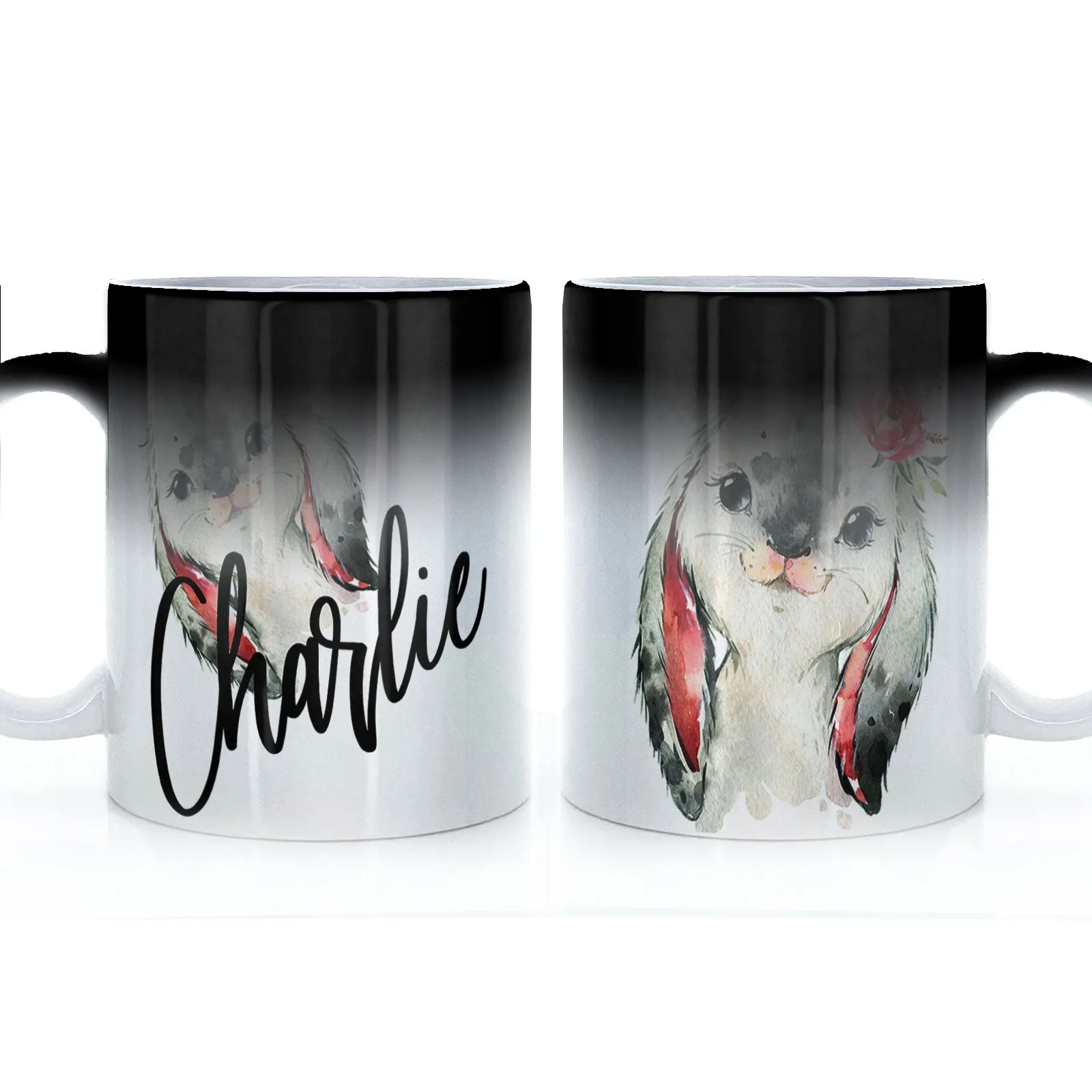 Personalised Mug with Stylish Text and Cute Bunny