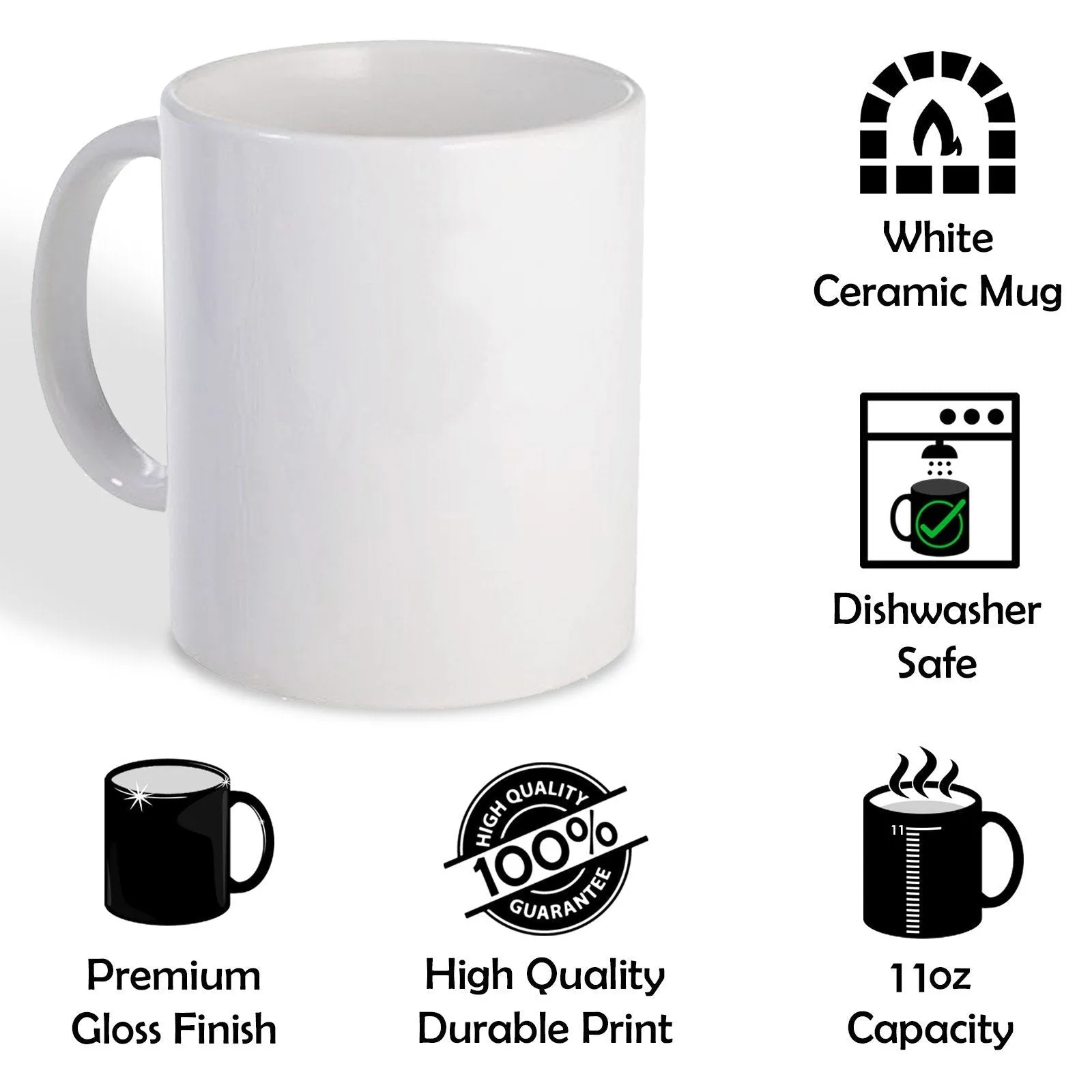 Personalised Mug with Stylish Text and White Flower Donkey