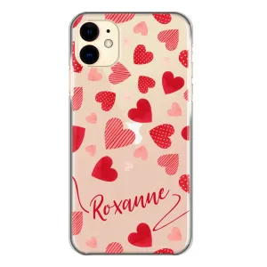 Personalised Oppo Phone Hard Case with Polka Dot/Striped Hearts and Stylish Text