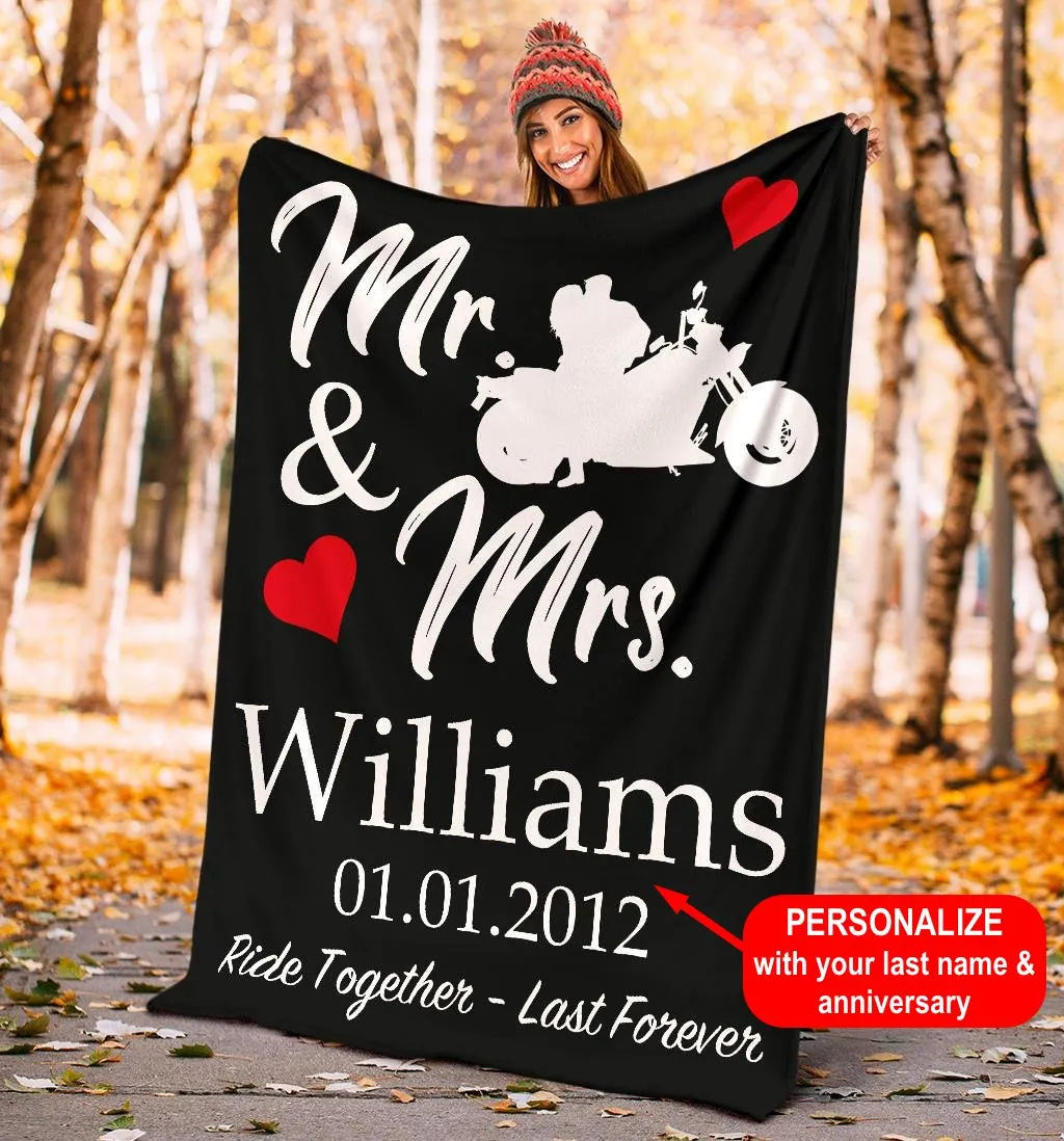 PERSONALIZED Ride Together Last Forever Biker Blanket