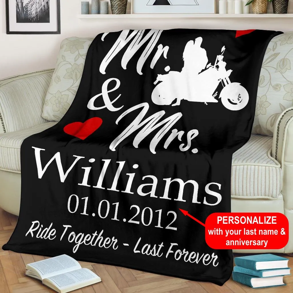 PERSONALIZED Ride Together Last Forever Biker Blanket