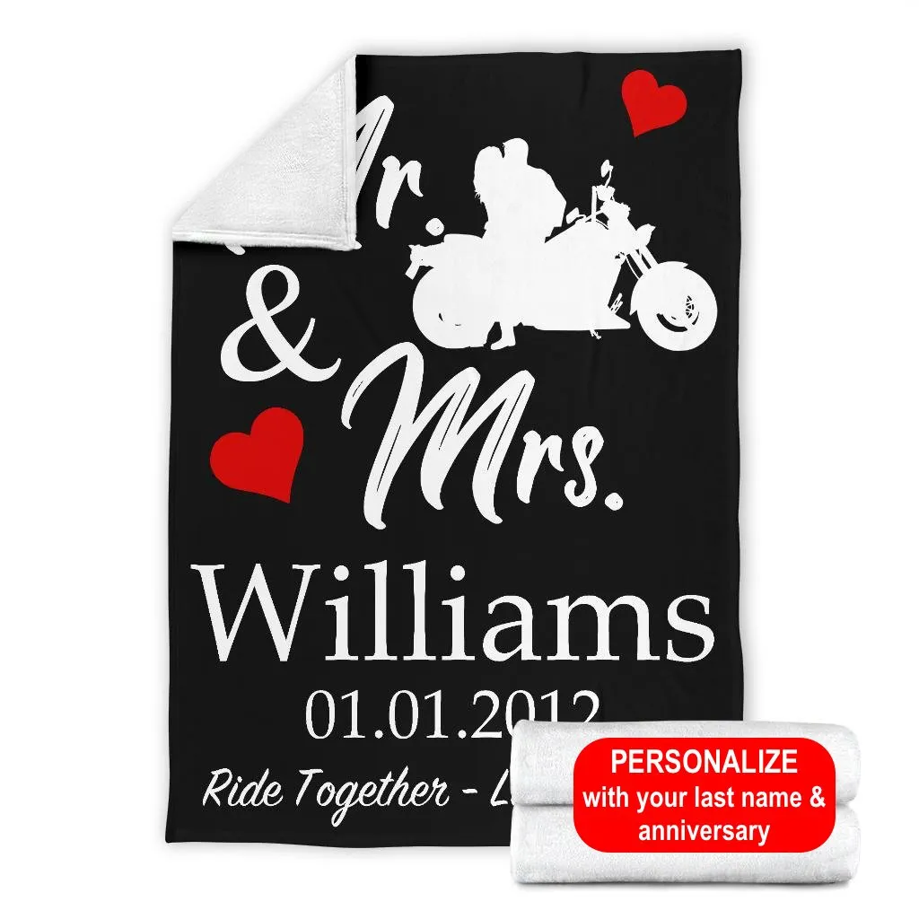 PERSONALIZED Ride Together Last Forever Biker Blanket