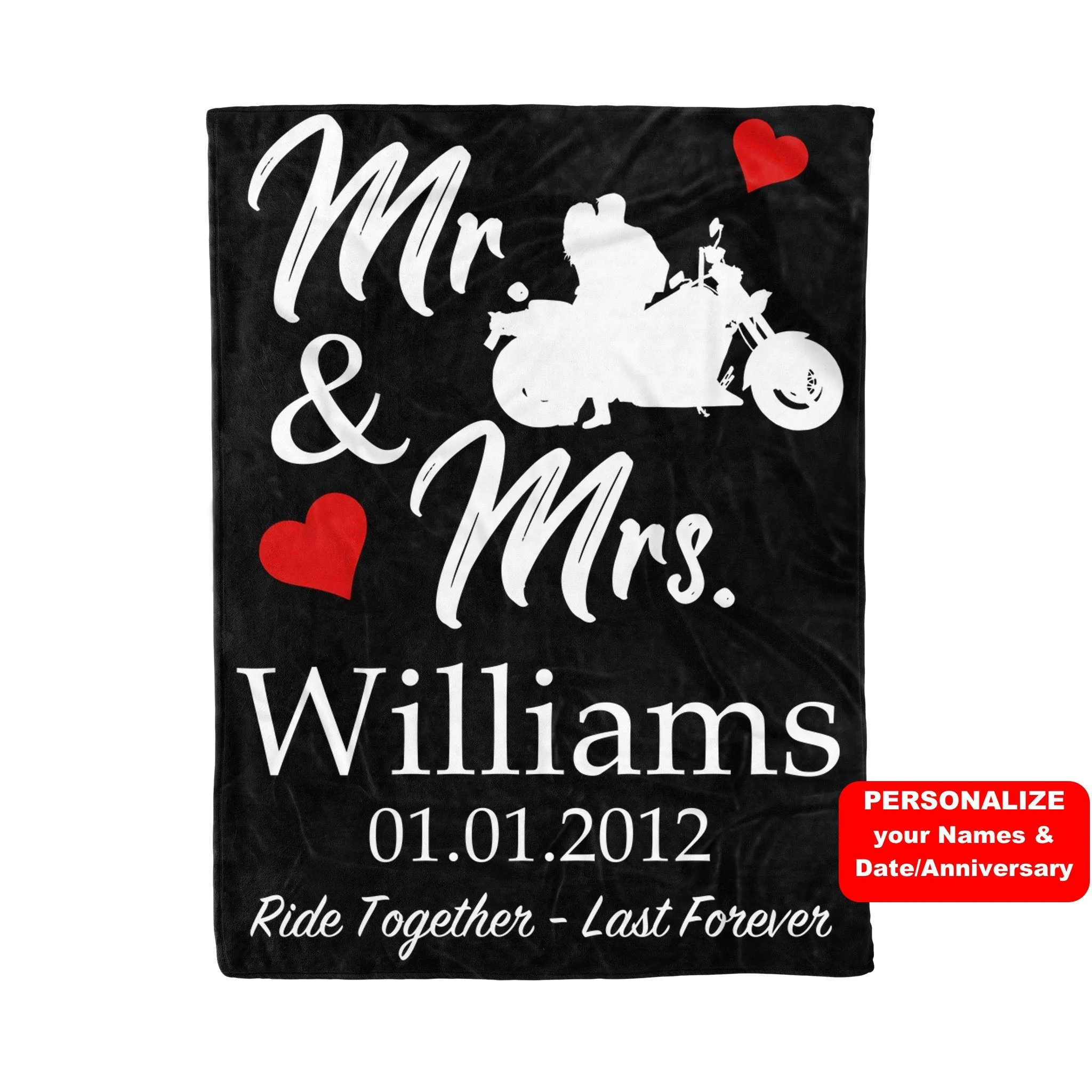 PERSONALIZED Ride Together Last Forever Biker Blanket