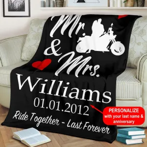 PERSONALIZED Ride Together Last Forever Biker Blanket