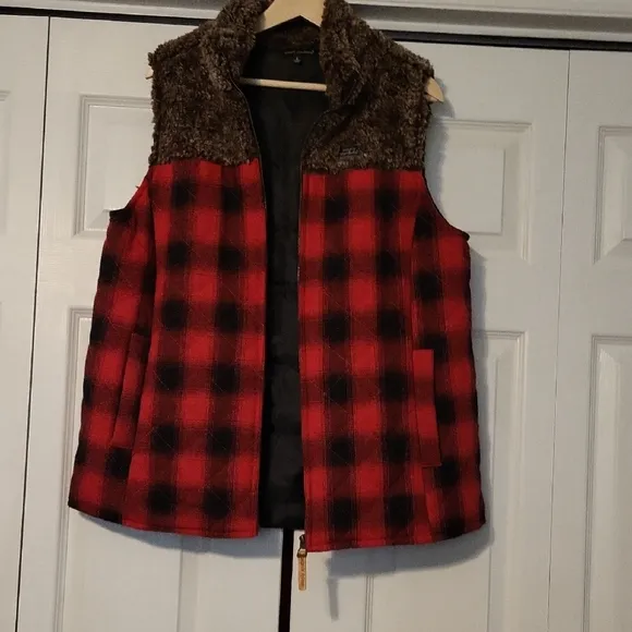 Plaid Red and Black Women's Vest