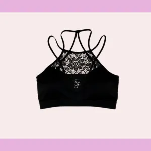 Plus size black high neck lace bralette