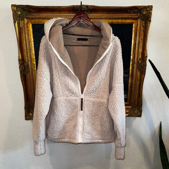 PRANA Escape Organic Cotton Blend Sherpa Cozy Zip Front Hooded Jacket X-Large