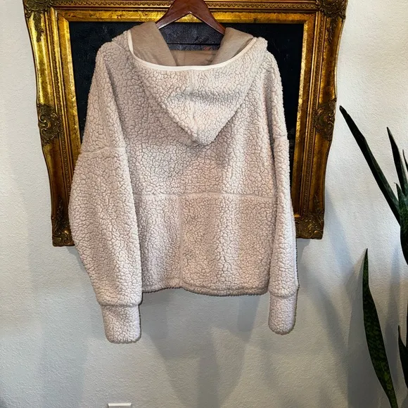 PRANA Escape Organic Cotton Blend Sherpa Cozy Zip Front Hooded Jacket X-Large