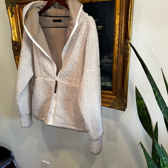 PRANA Escape Organic Cotton Blend Sherpa Cozy Zip Front Hooded Jacket X-Large