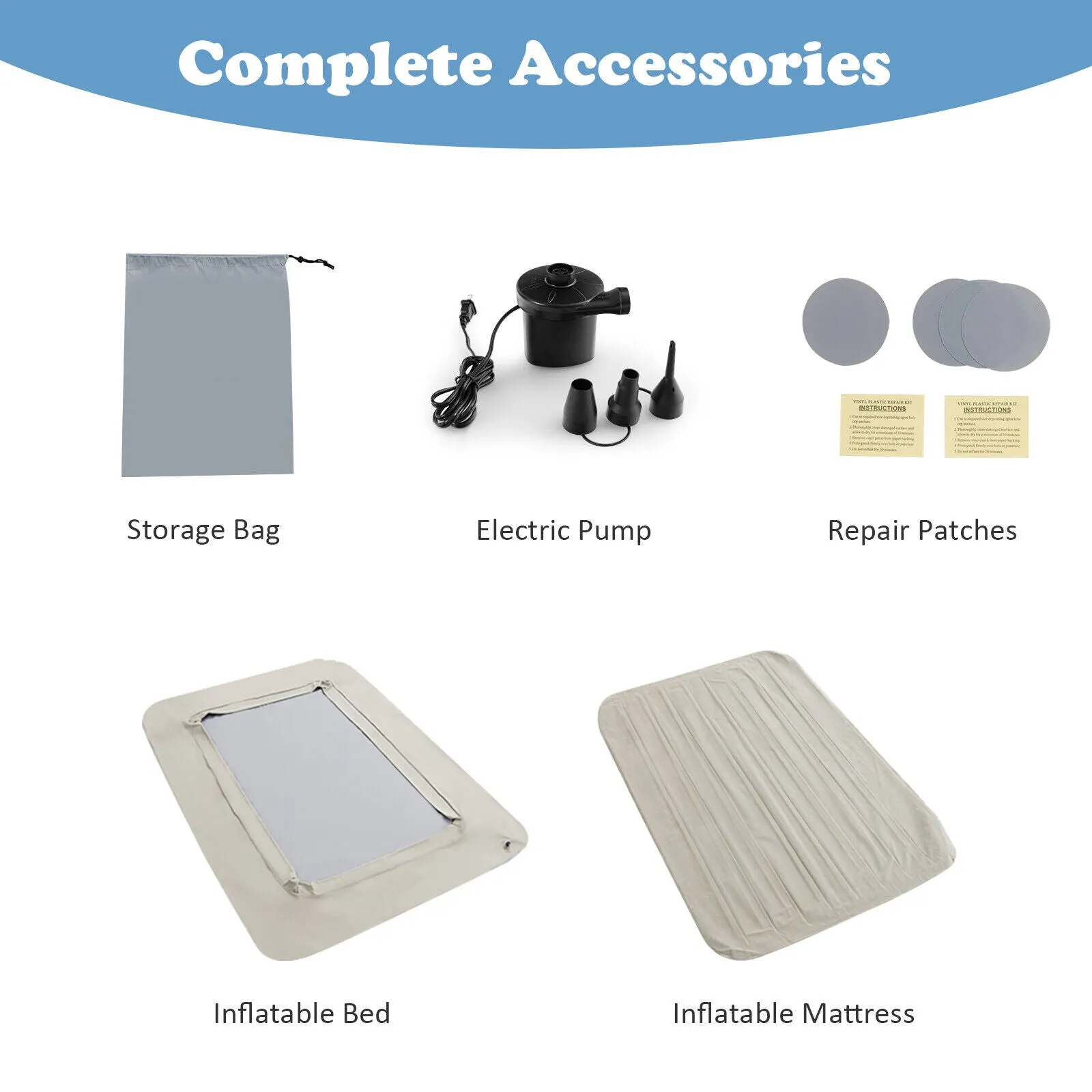 Quick Assemble Inflatable Portable Kids Travel Bed & Ball Pool | Mattress, Carry Bag & Air Pump | Beige | 18m 