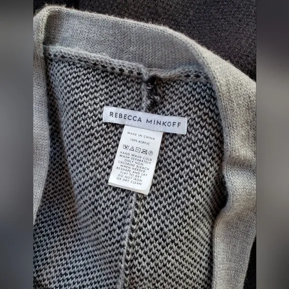 Rebecca Minkoff Black and Gray Colorblock Ruana Women's Sweater Poncho One Size