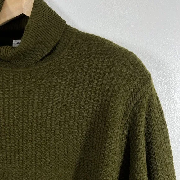 Rena Rowan Turtleneck Sweater Lambswool Blend Olive Green Textured 2X