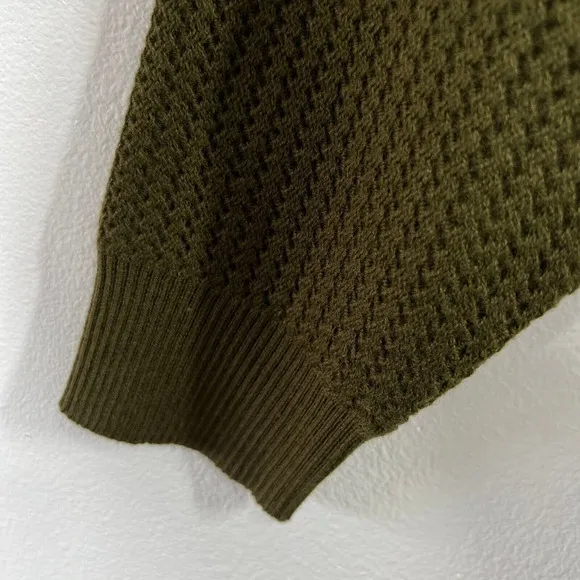 Rena Rowan Turtleneck Sweater Lambswool Blend Olive Green Textured 2X