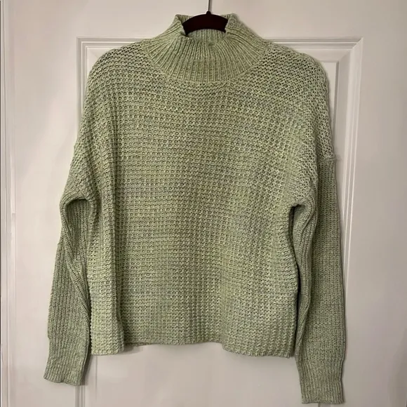 Revolve John   Jenn Bryce Sweater Womens Size M Green Knit Long Sleeve Cozy