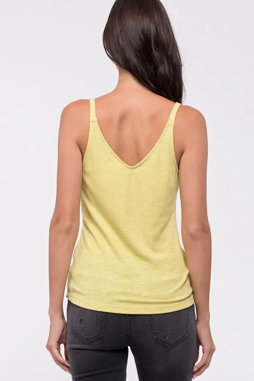 Ribbed Button Down Tank