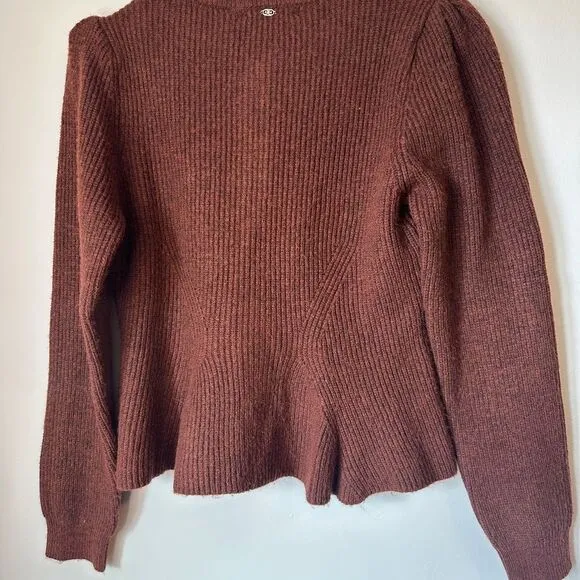 Sam Edelman NWT Elegant Brown Button-Up Sweater Wool Blend Embellished