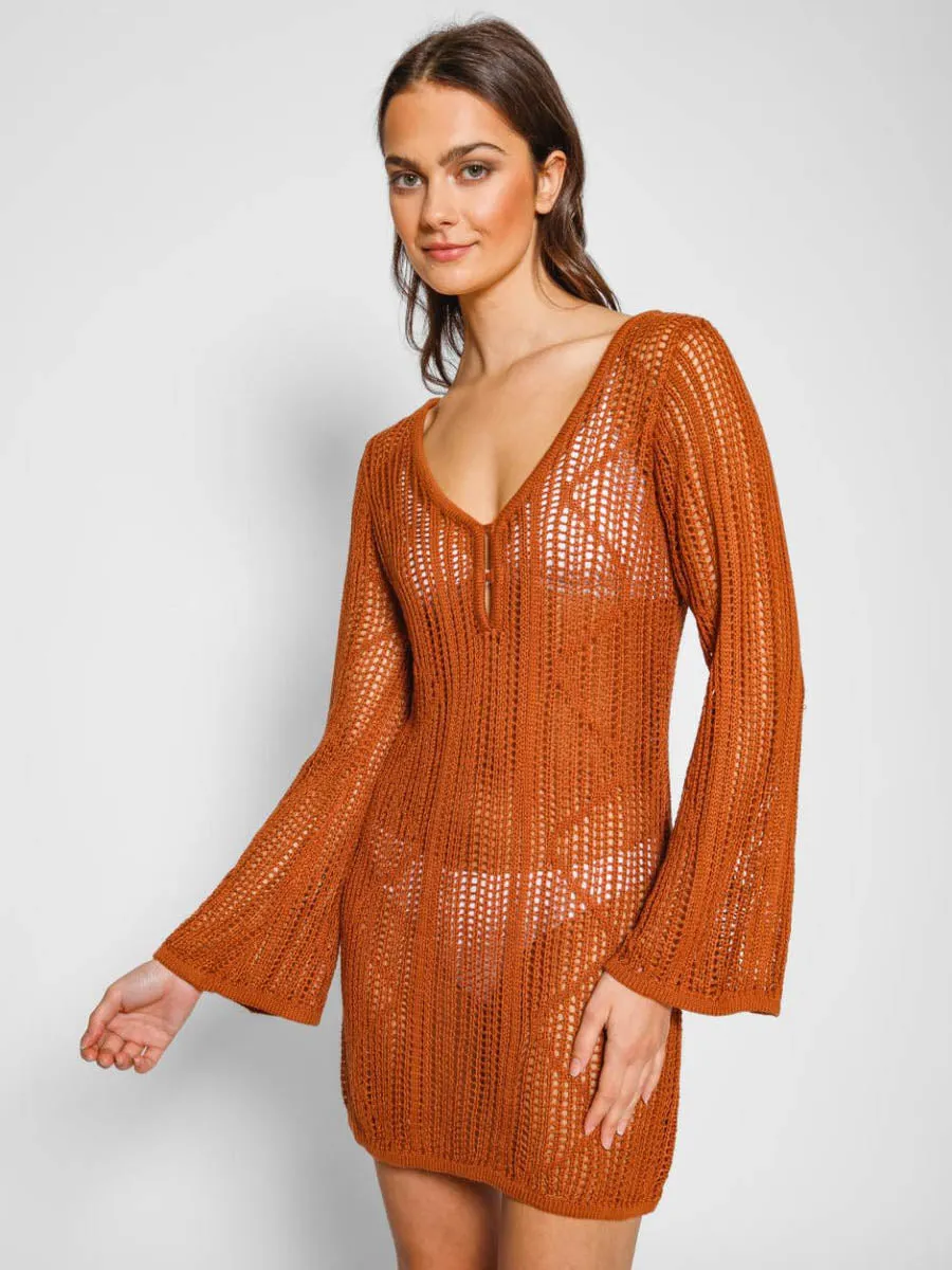 Santorini Crochet Tunic In Bronze