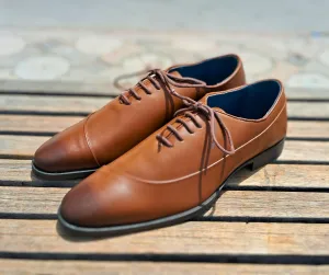 Shoes Genuine Leather Plain toe Brown_oxford design
