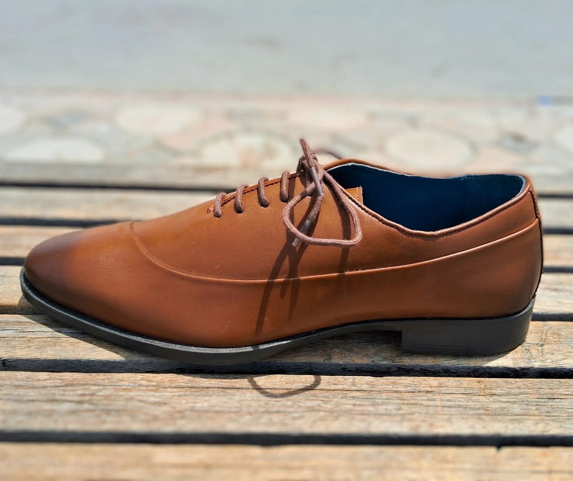 Shoes Genuine Leather Plain toe Brown_oxford design