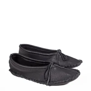 SLIPPERS - WOMEN'S DEERSKIN BALLET SLIPPERS - BLACK